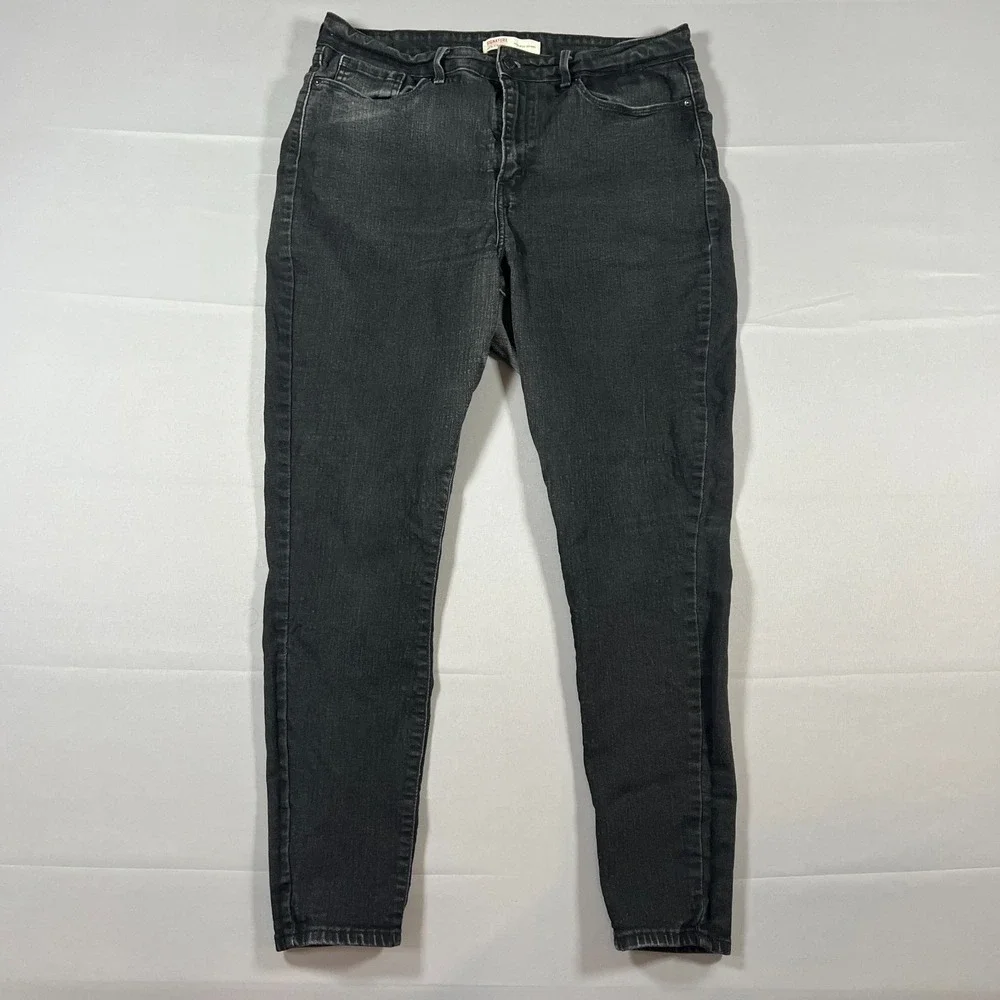 Levi Strauss Signature Skinny Jeans Womens 16M Black Cotton Stretch High Rise